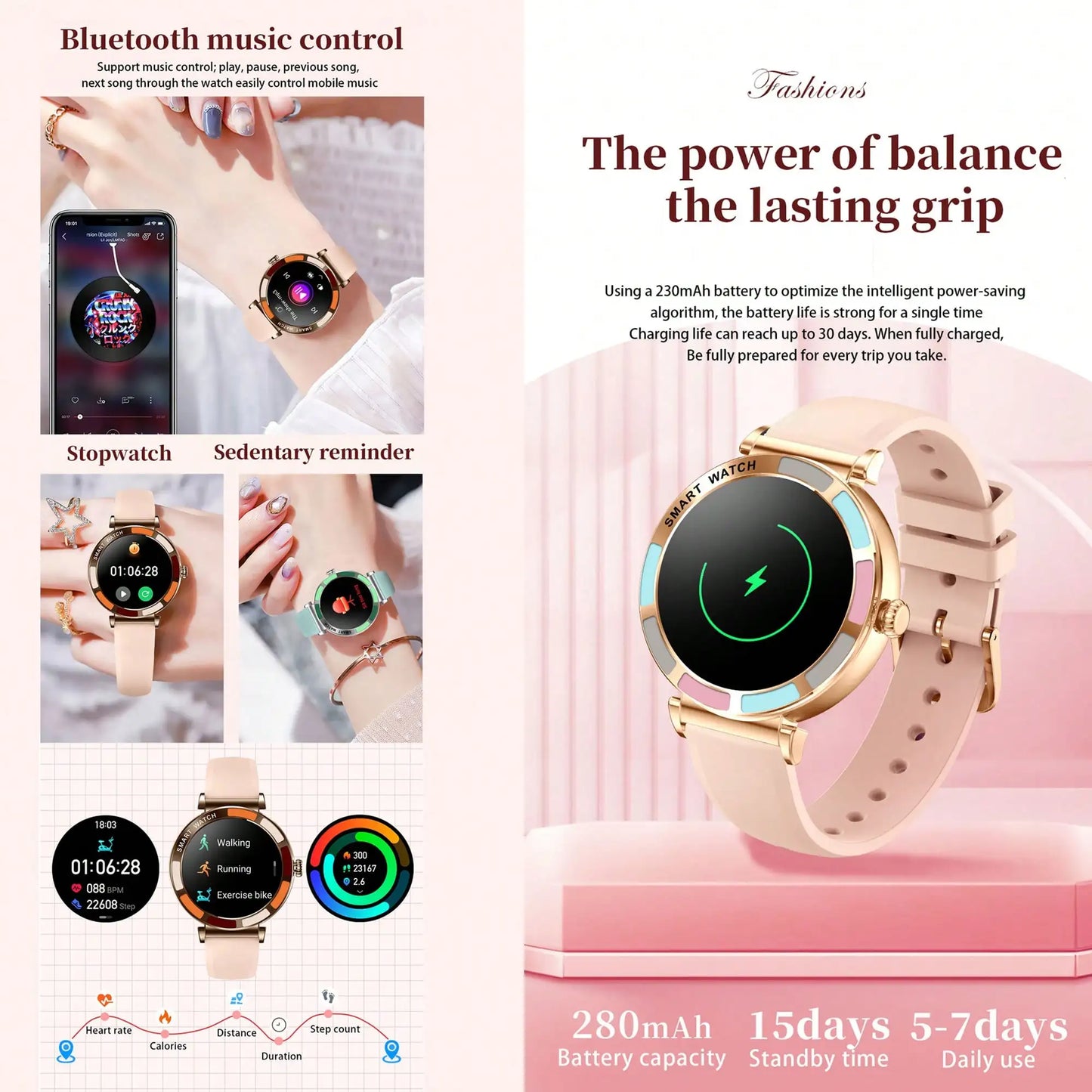 Elegant Women’s Bluetooth Fitness Smartwatch