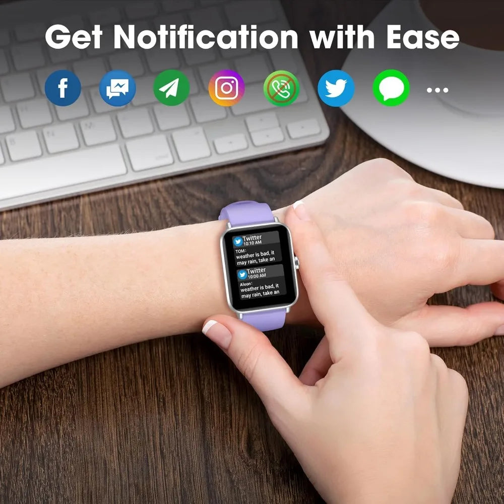 Waterproof Fitness Smartwatch: Heart, Sleep, Touchscreen Tracker