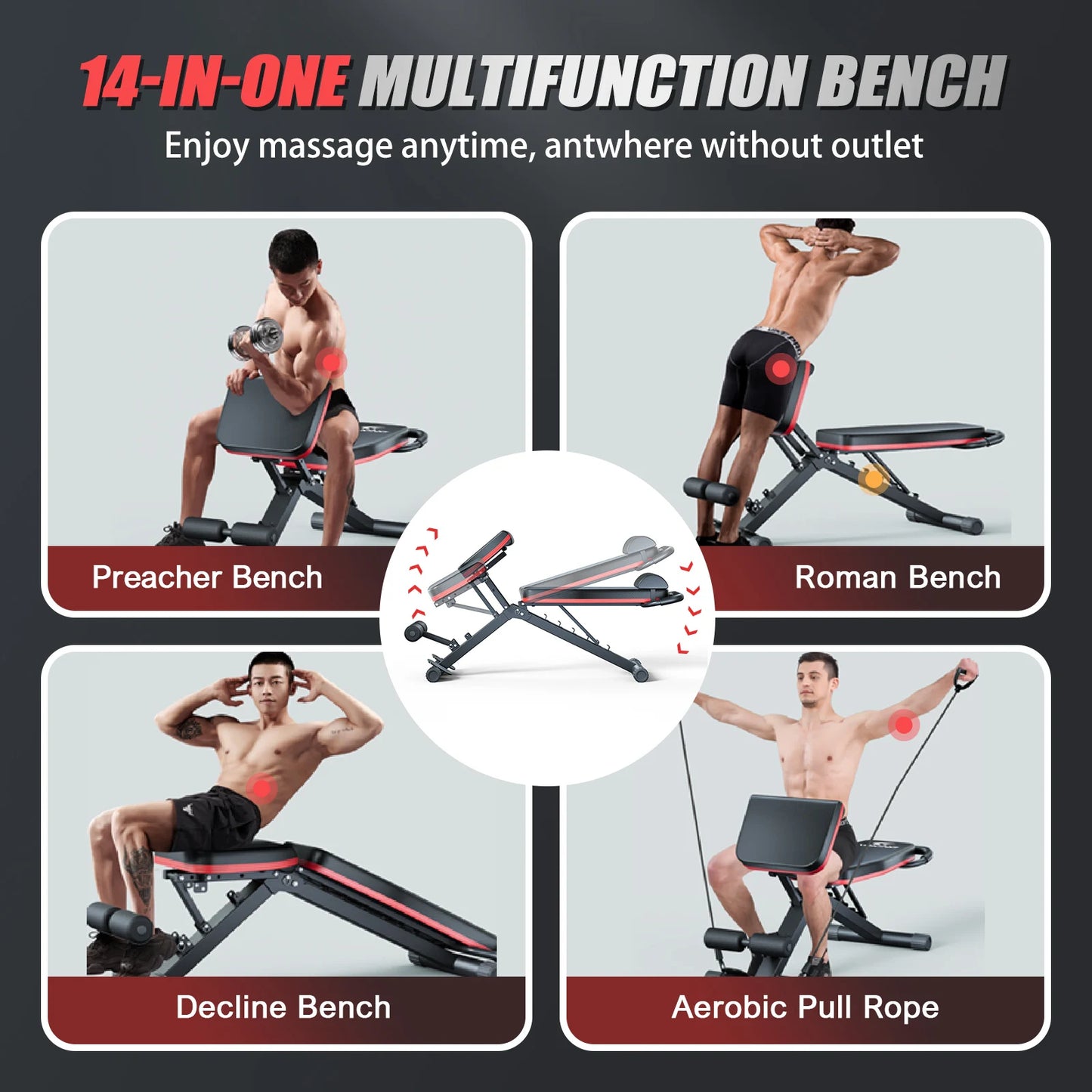 14-in-1 Foldable Dumbbell Weight Bench Weight