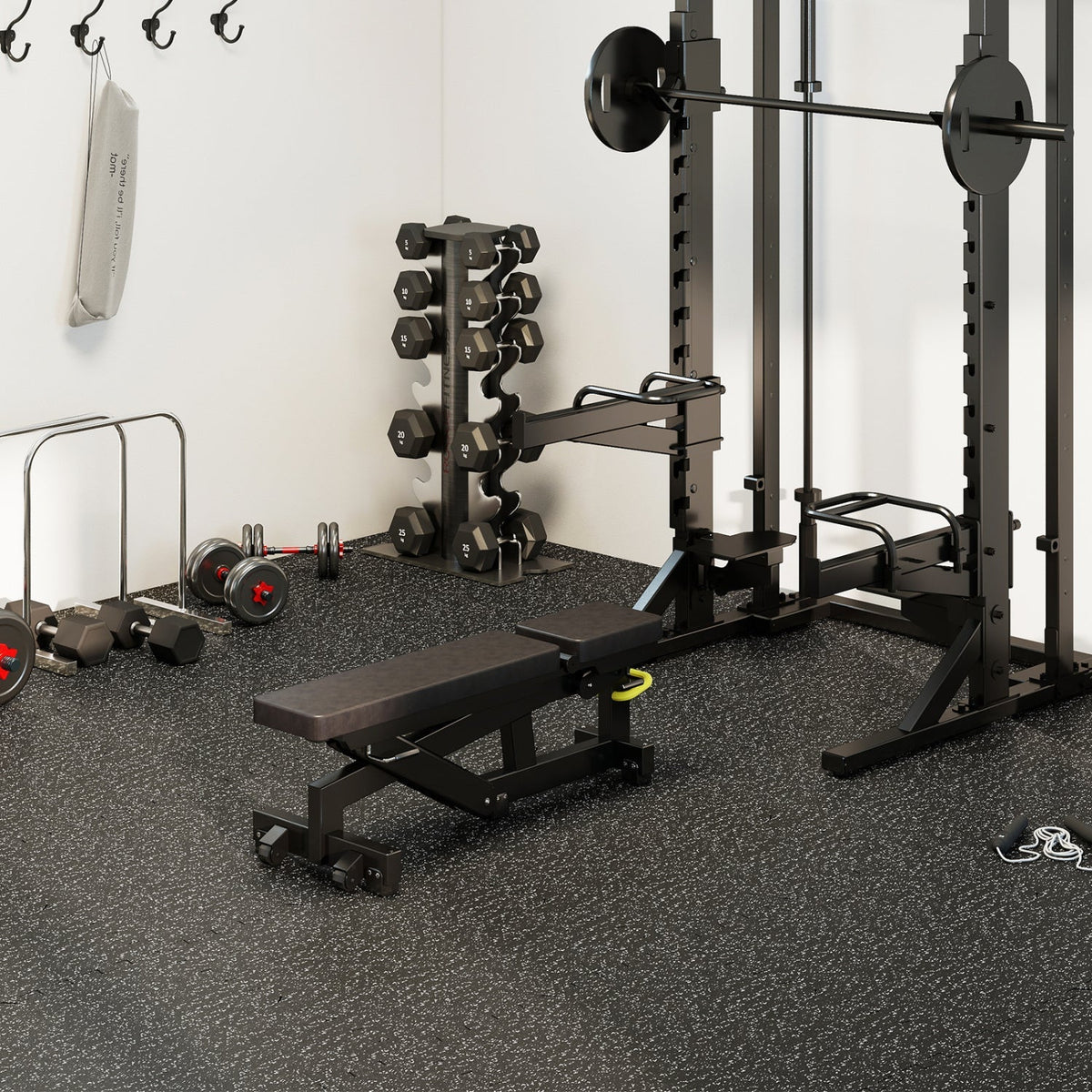 Interlocking Rubber Exercise Mat 48 Sq Ft with Borders