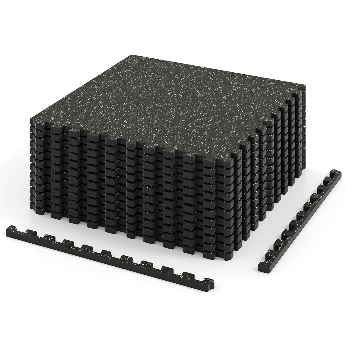 Interlocking Rubber Exercise Mat 48 Sq Ft with Borders