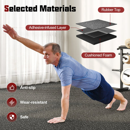 Interlocking Rubber Exercise Mat 48 Sq Ft with Borders