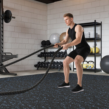 Interlocking Rubber Exercise Mat 48 Sq Ft with Borders