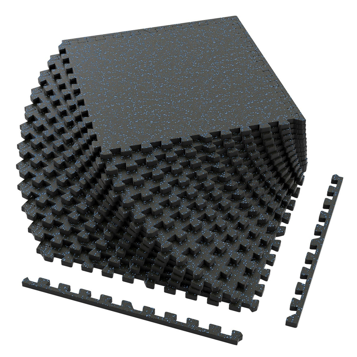 Interlocking Rubber Exercise Mat 48 Sq Ft with Borders