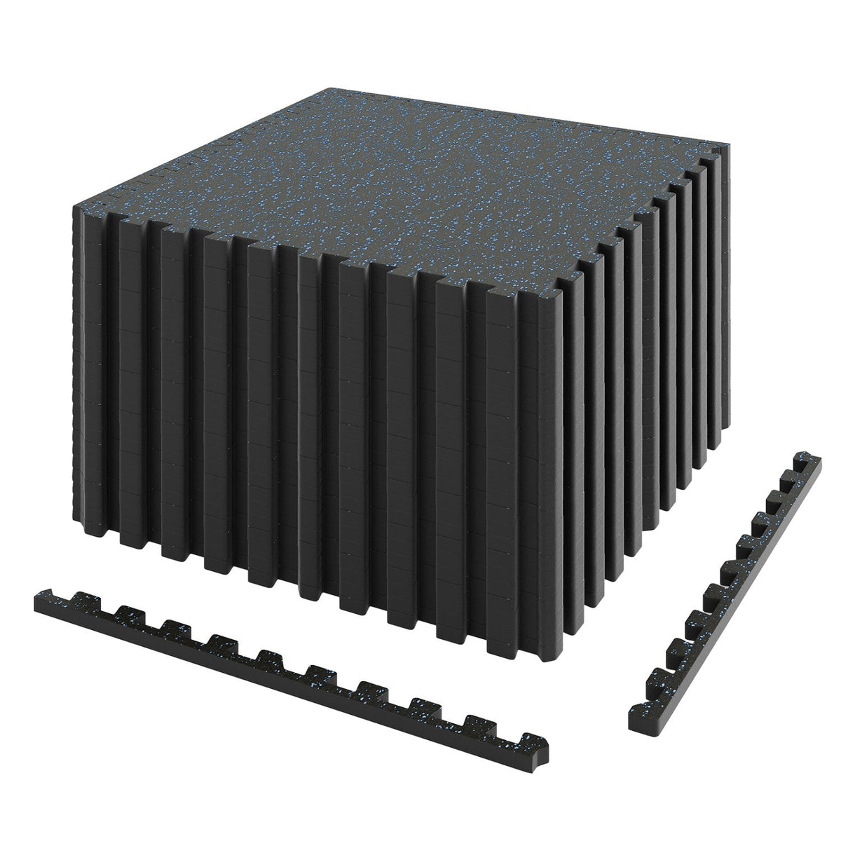 Interlocking Rubber Exercise Mat 48 Sq Ft with Borders