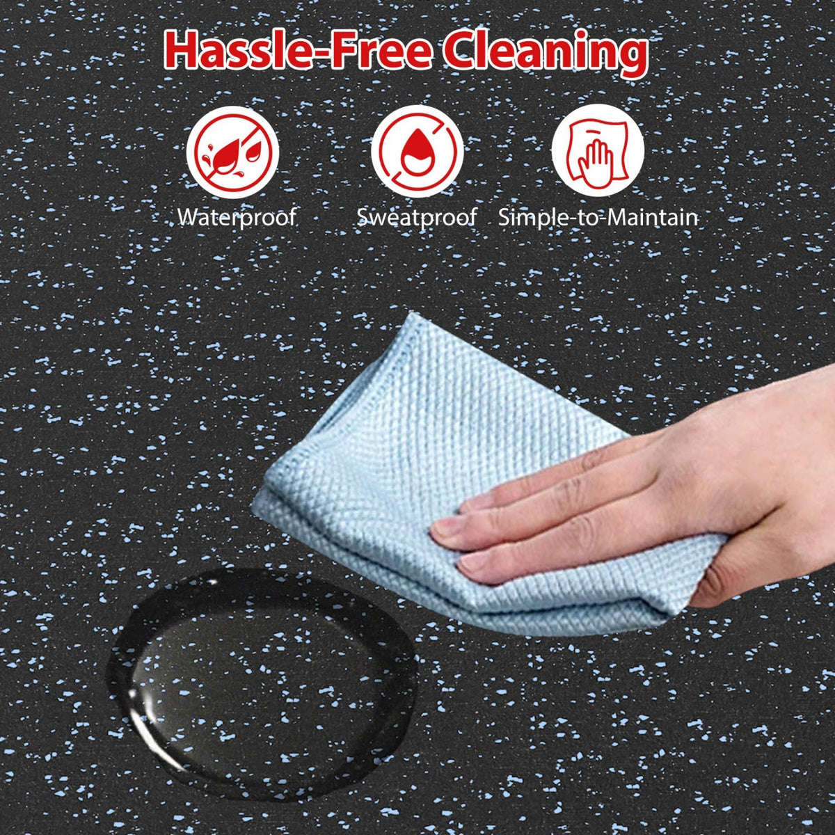 Interlocking Rubber Exercise Mat 48 Sq Ft with Borders