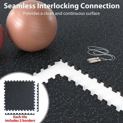Interlocking Rubber Exercise Mat 48 Sq Ft with Borders