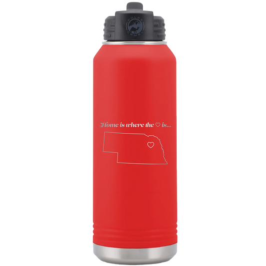 Nebraska Heart 32 oz Water Bottle | Red