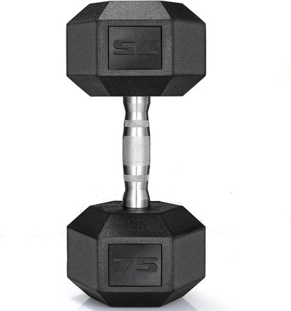 Rubber Hex Hand Dumbbell Weight Set 30-75LB