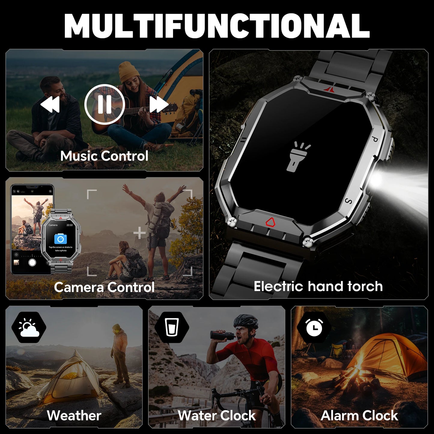 Men’s AMOLED GPS Fitness Smartwatch, Long‑Lasting