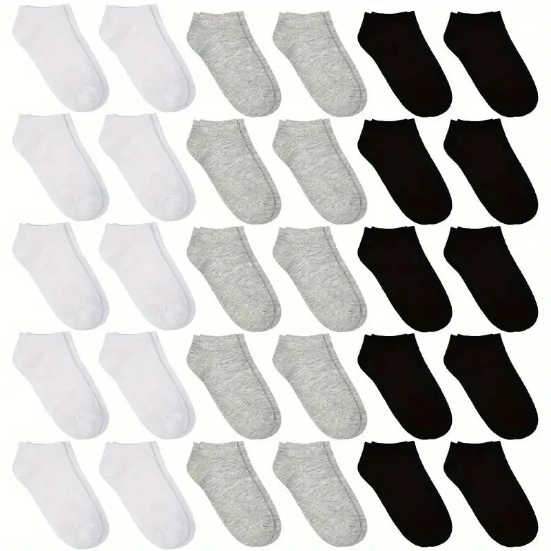 40‑Pair Black White Gray Breathable Sports Socks