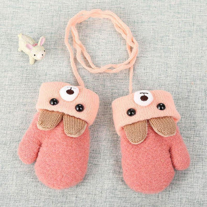New Fashion Children Winter Hats Baby Kids Girl Solid Knitted Beanies Caps Hair thick ball And Modern Gloves