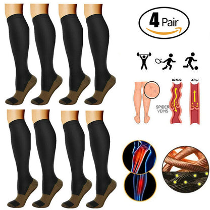 4‑Pair Compression Socks for Varicose Veins Sports