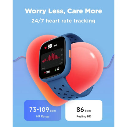 Kids’ waterproof fitness smartwatch with health tracking