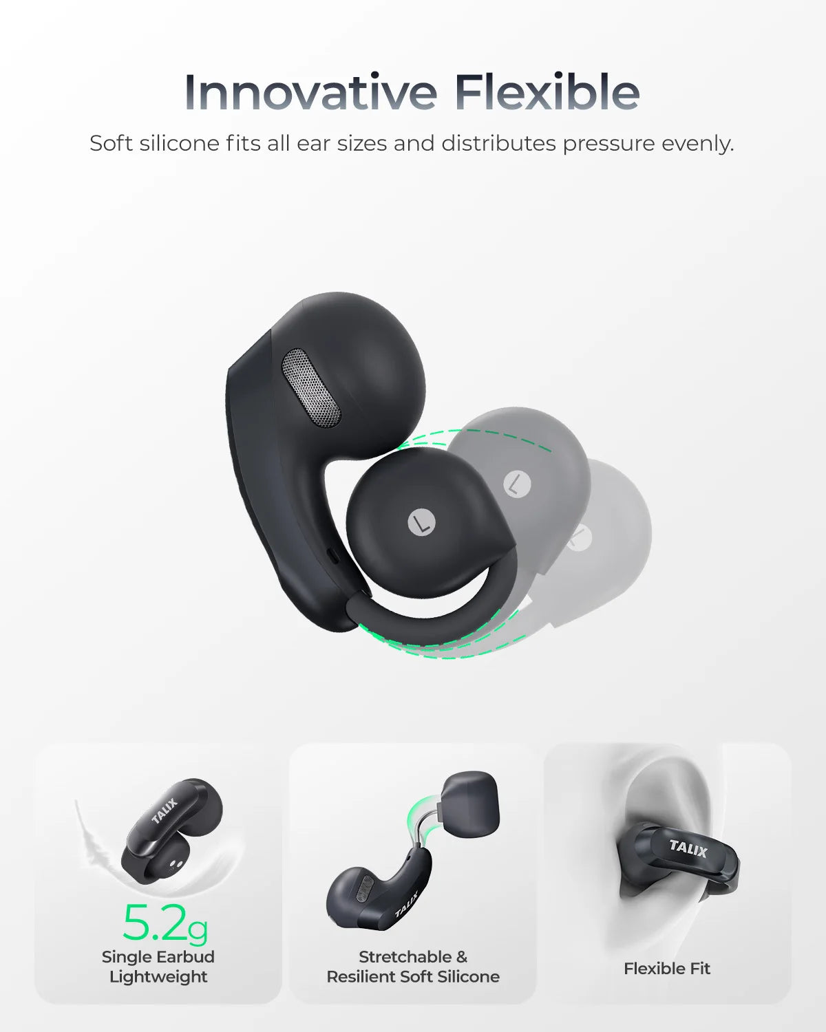 Clip-On Earbuds 5.3 Bluetooth Wireless Open-Ear