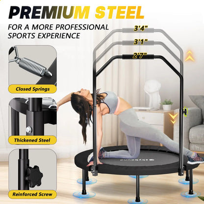 Foldable Adult Rebounder Trampoline with Handlebar