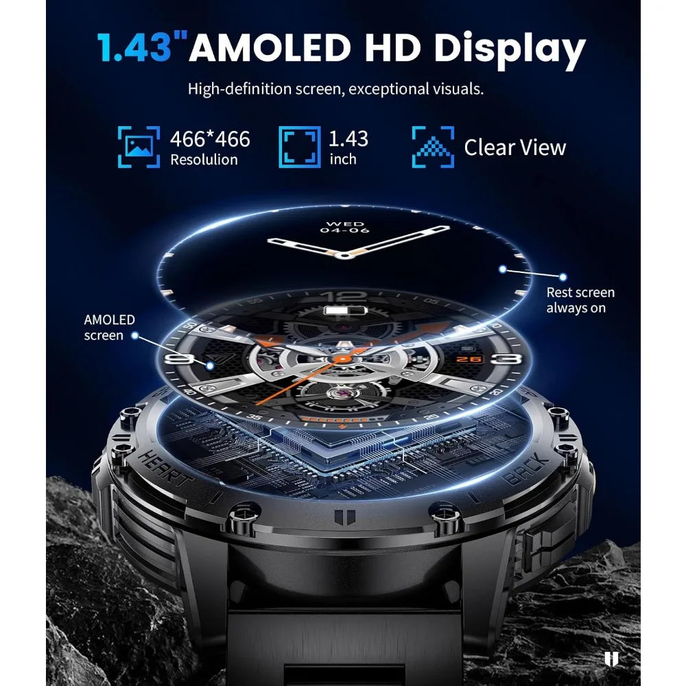 AMOLED Smartwatch, 530mAh Power, 170‑Mode Fitness Tracker
