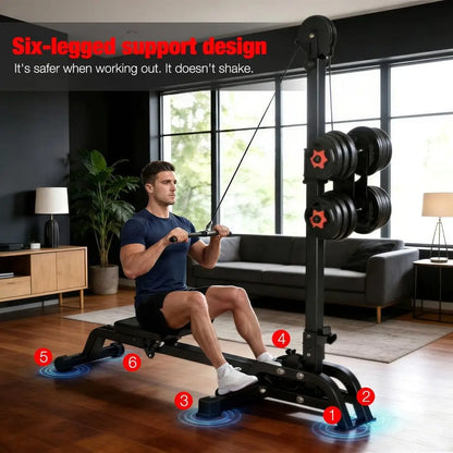 Adjustable Rowing Machine With Weight System Bar