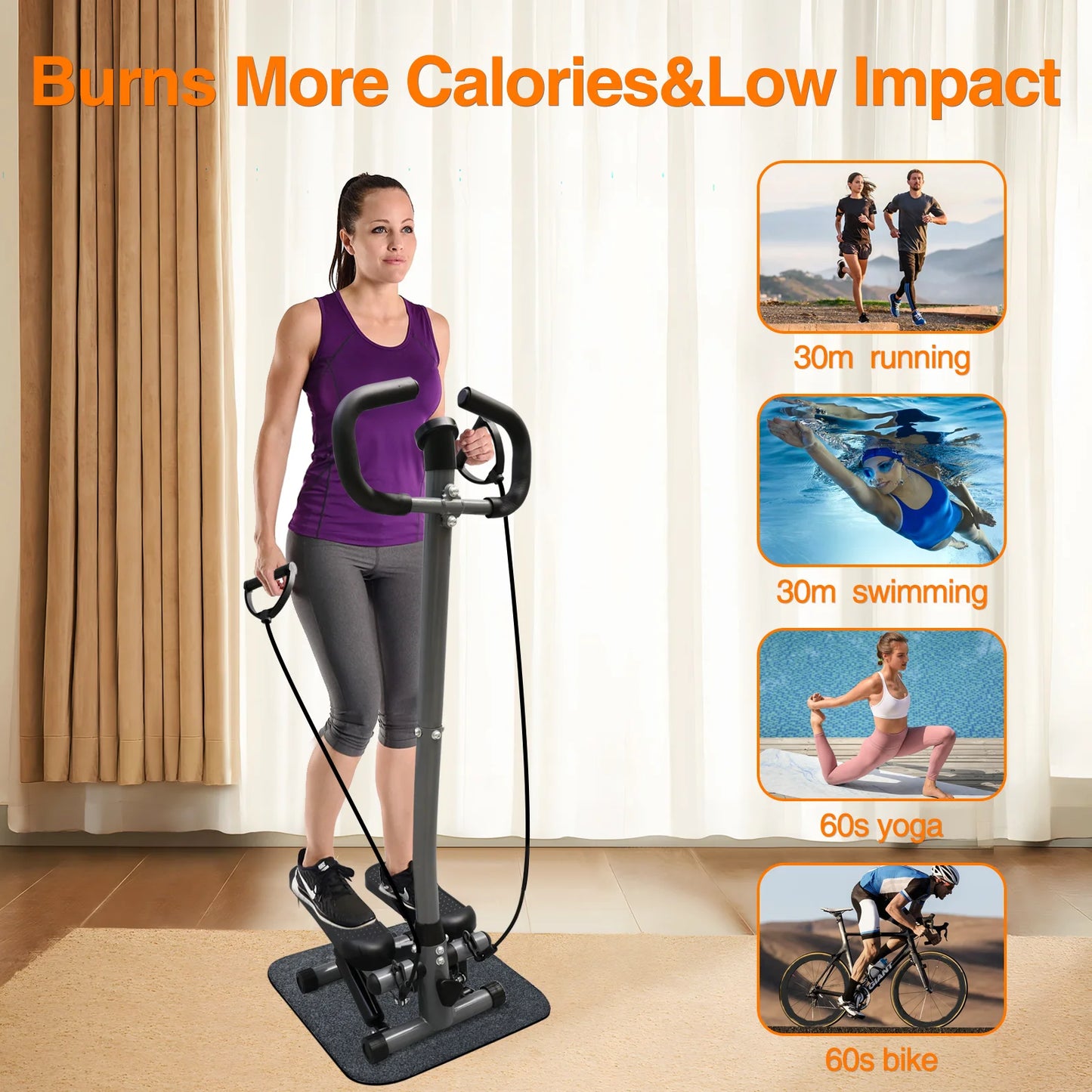 Twist Stepper Machine with Handlebar and Bands