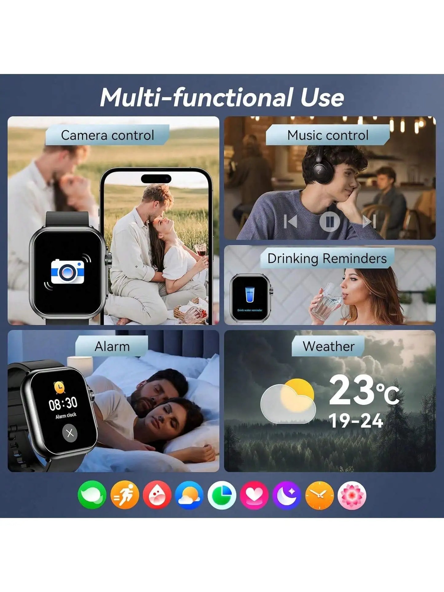 Smart HD Bluetooth Fitness Smartwatch with Bands