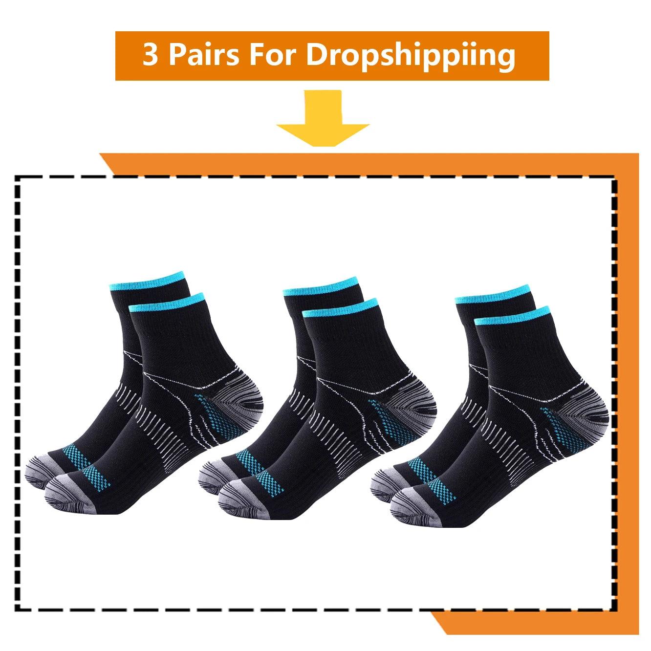 Medical Athletic Nylon Compression Socks Three‑Pair Set