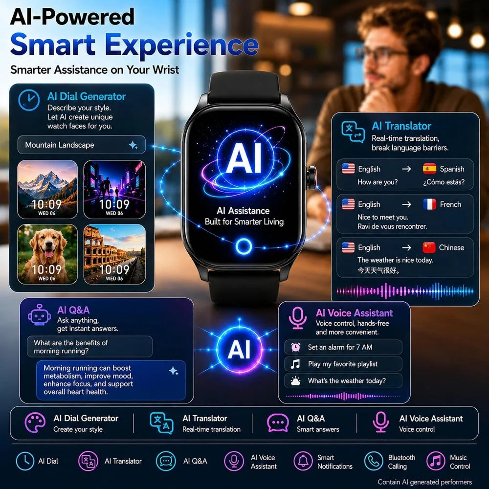 AI GPS Smartwatch: HD, Waterproof, Bluetooth Fitness Tracker