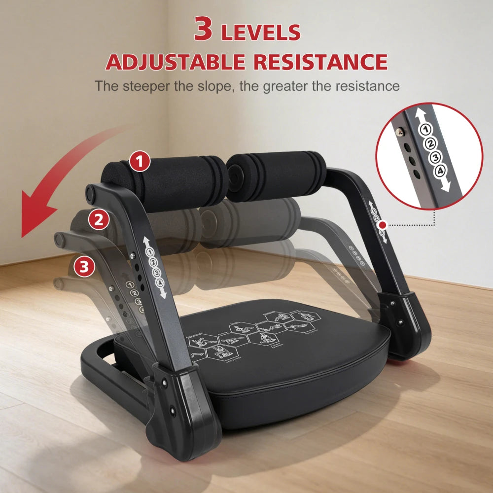 Black Ab Core Trainer Machine with Resistance Bands