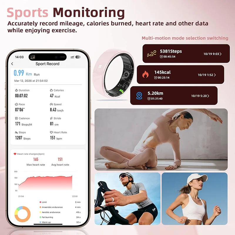 Fashion Ceramic Smart Ring with Health Tracking