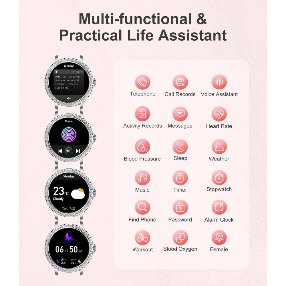 Women’s 1.3" Diamond HD Luxury Fitness Smartwatch