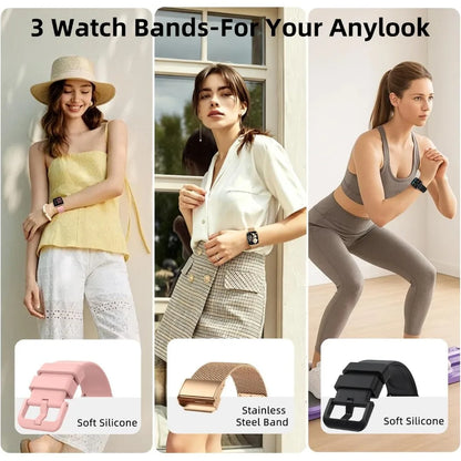 Women's Waterproof Bluetooth Fitness Smartwatch with Health Tracking