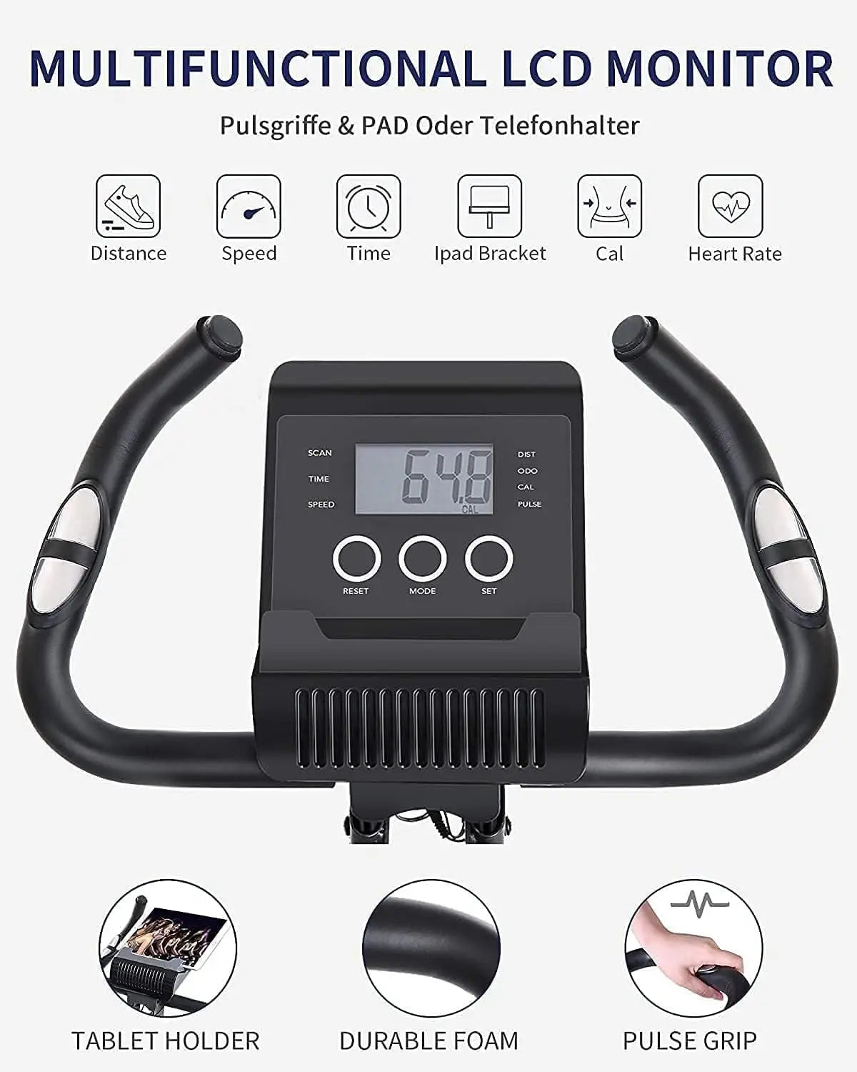 Folding Magnetic Upright Stationary Bike with Pulse Sensor
