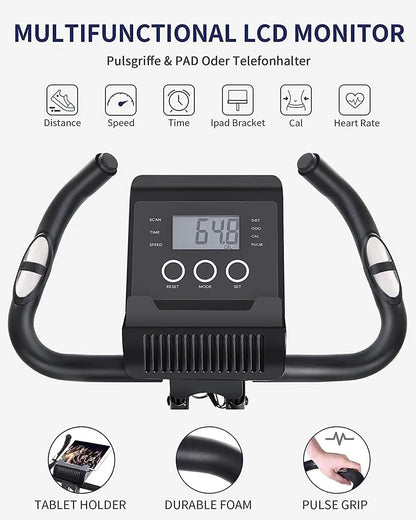Folding Magnetic Upright Stationary Bike with Pulse Sensor