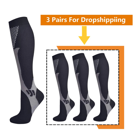 Medical Athletic Nylon Compression Socks Three‑Pair Set