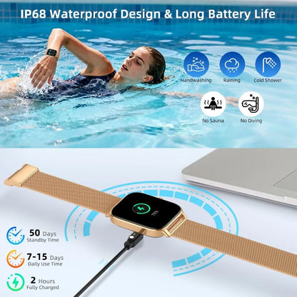 Women's Waterproof Bluetooth Fitness Smartwatch with Health Tracking