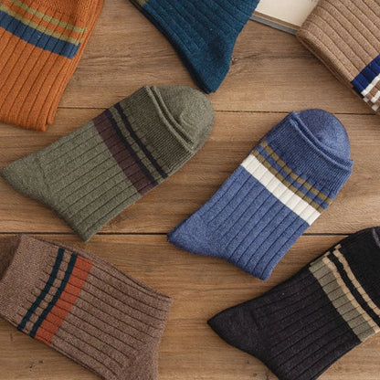 6/12 Pairs Unisex Solid Color Striped Mid Tube Socks