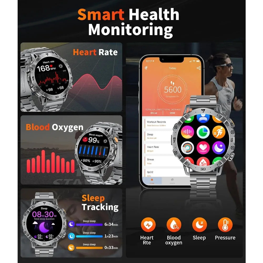 Ultra‑HD outdoor smartwatch with waterproof fitness tracking