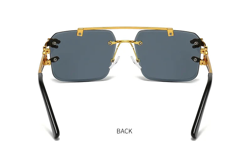Luxury Square Sunglasses Brand Designer Vintage Rimless