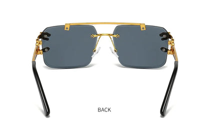 Luxury Square Sunglasses Brand Designer Vintage Rimless
