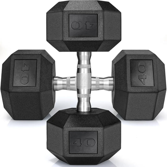 Rubber Hex Hand Dumbbell Weight Set 30-75LB