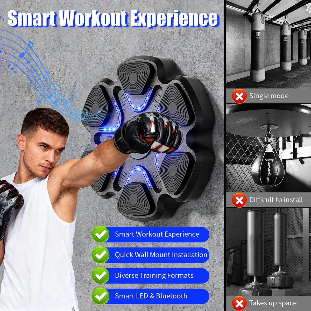 Smart Bluetooth Music Boxing Machine with Gloves