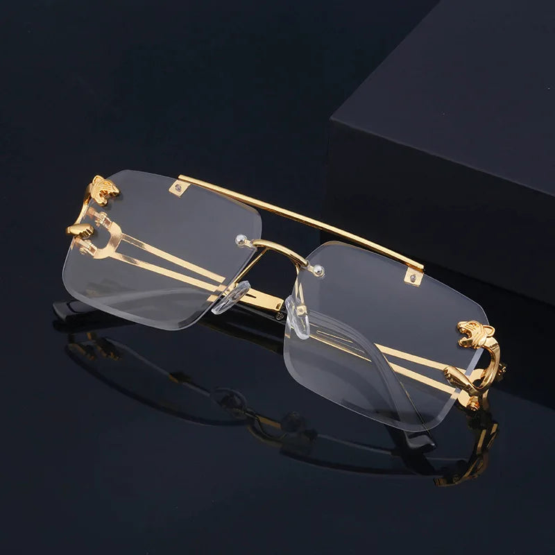 Luxury Square Sunglasses Brand Designer Vintage Rimless