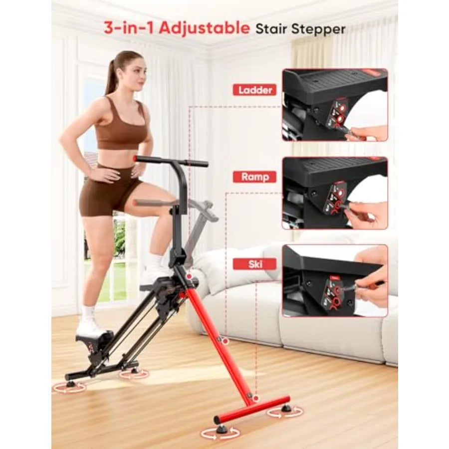 Adjustable Folding Stair Stepper with Ski Simulation