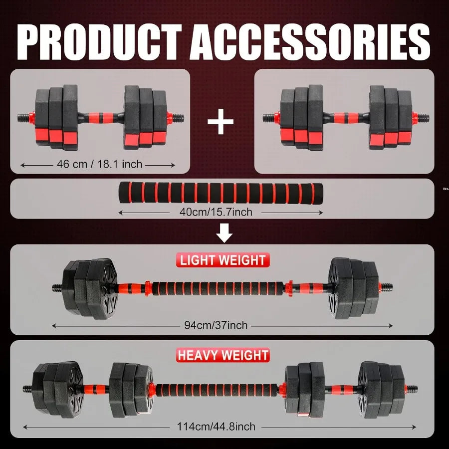 Adjustable Free‑Weight Dumbbell Barbell Home Gym Set