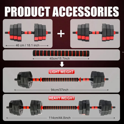 Adjustable Free‑Weight Dumbbell Barbell Home Gym Set