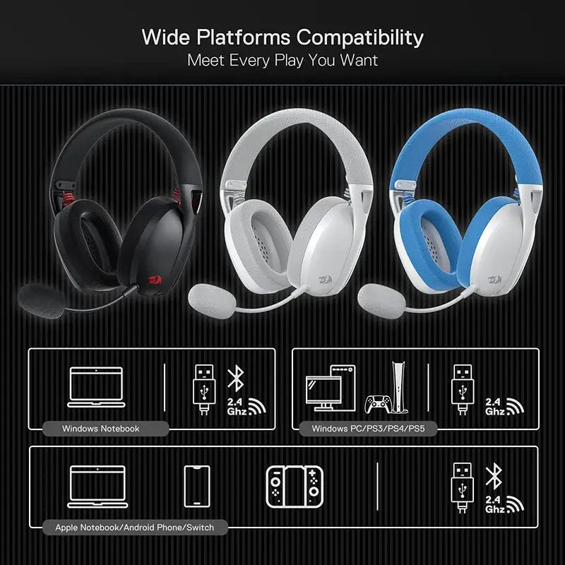 Bluetooth Wireless Gaming Headset Lightweight 7.1