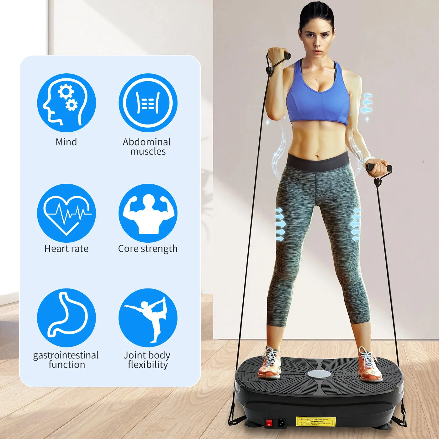 Vibration Plate Whole Body Workout Slimming Resistance Bands