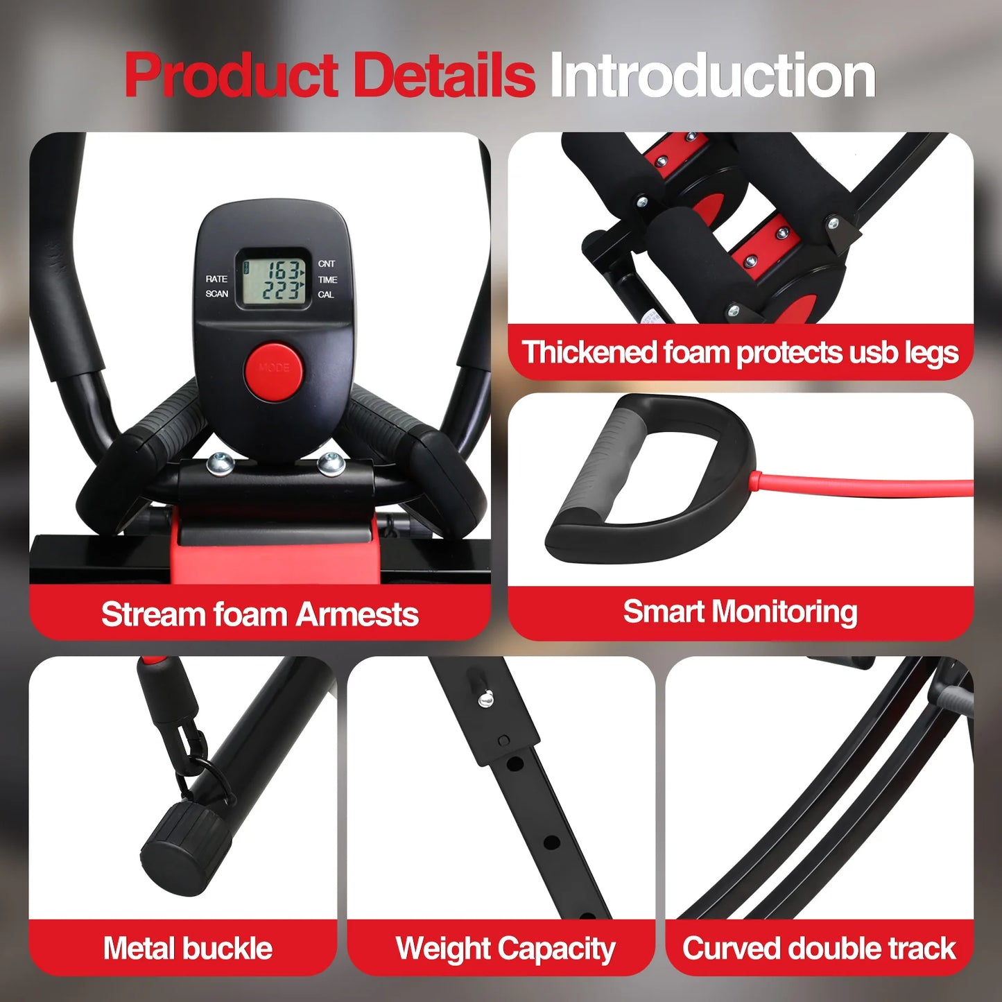Abdominal Curling Machine Adjustable Dual Track Exercise