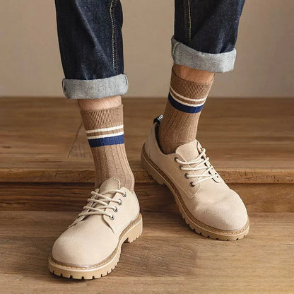 6/12 Pairs Unisex Solid Color Striped Mid Tube Socks