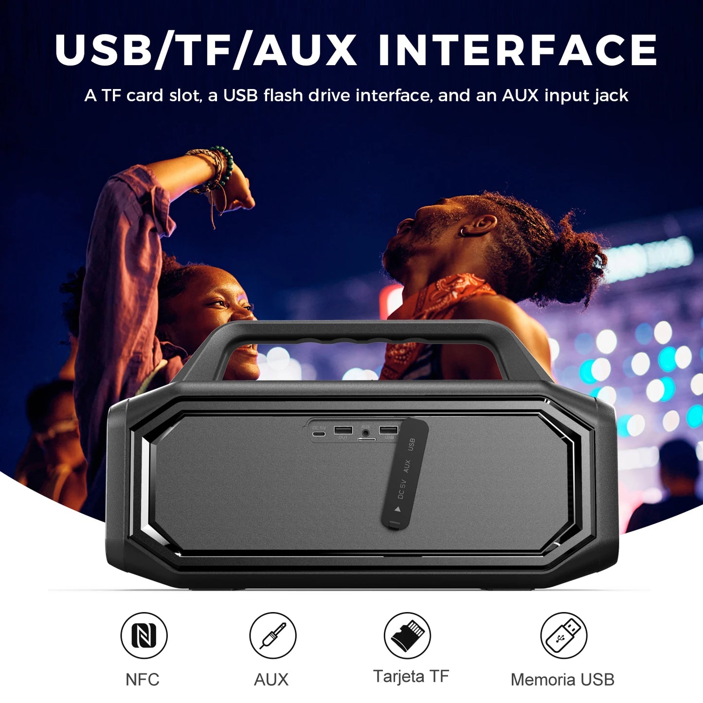 80W Speakers Bluetooth Wireless, Portable Outdoor Speakers