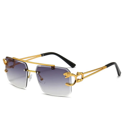 Luxury Square Sunglasses Brand Designer Vintage Rimless